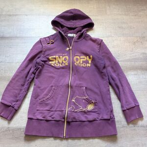 Rare Vintage Snoopy Hoodie Women's Medium 165cm Purple Zip Up (Asian Edition)